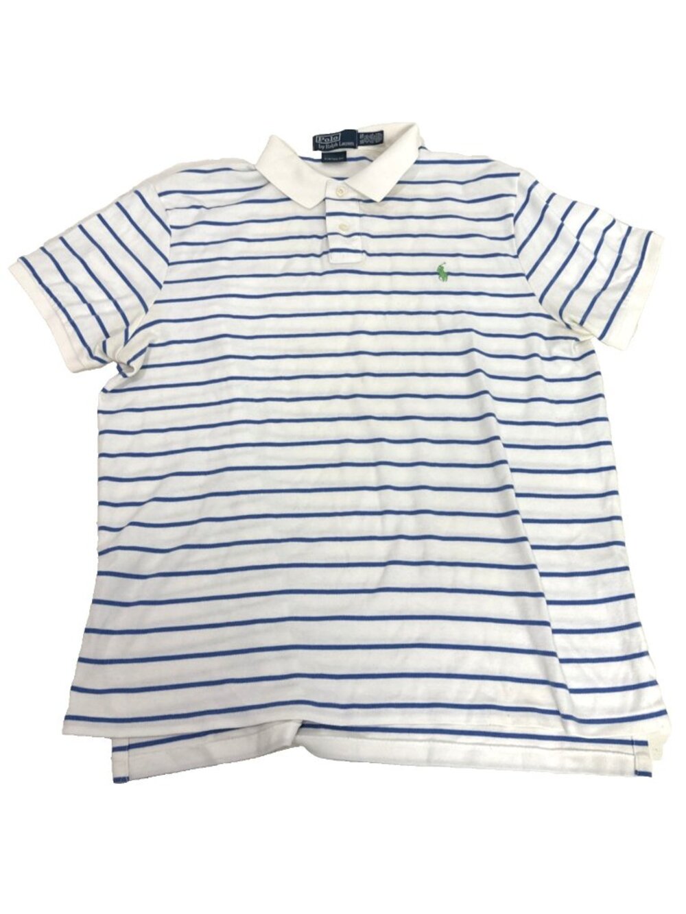 Polo by Ralph Lauren Custom Fit Blue And White Striped Polo Shirt Size XL